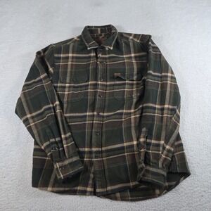 Orvis Shacket Mens Medium Plaid Button Up Shirt Jacket Pockets Outdoor Flannel